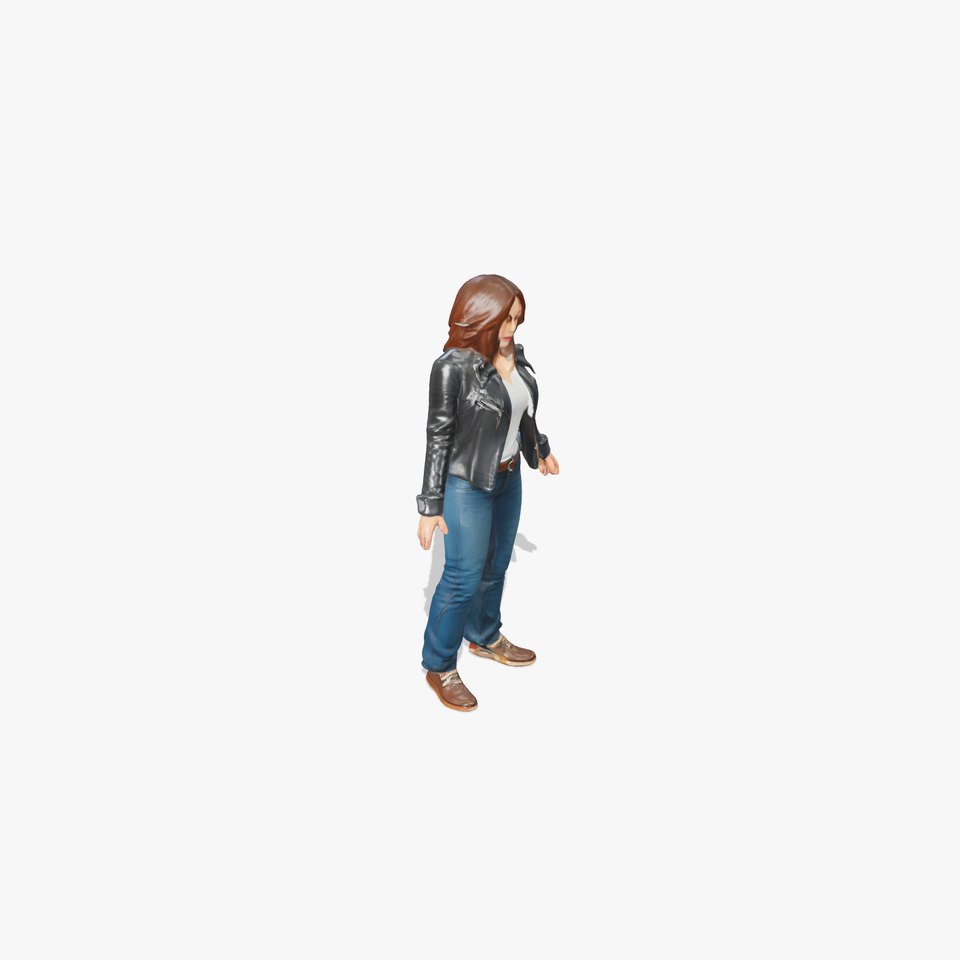 Casual Female Character Rigged and Animated in Leather Jacket